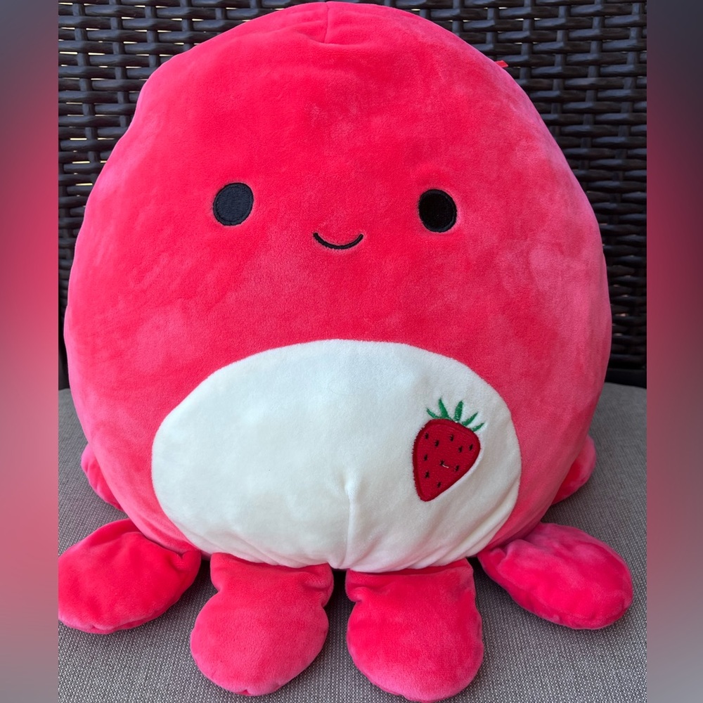 EUC VTG/RARE Squishmallows Veronica, the Octopus with HTF Red Strawberry Patch